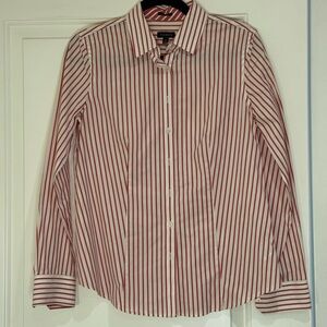 Women’s Pink and White Striped Button Down